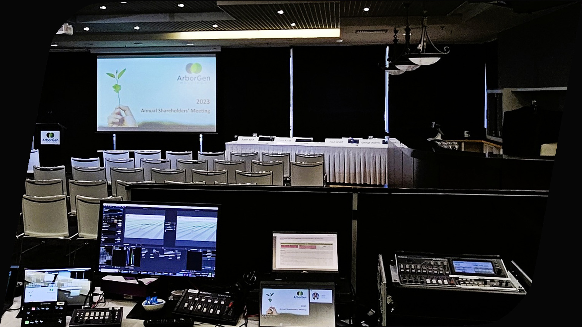 Vidcom supplies AV audio visual equipment and expertise for AGM, Shareholder meetings and Result calls
